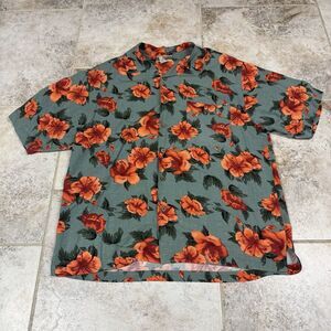 Original Island Sport Hawaiian Button Down Shirt Mens Large Coral Floral Print